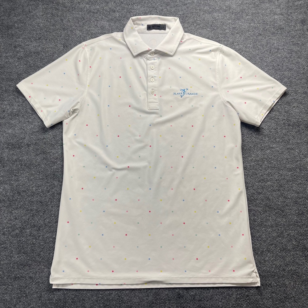 G/FORE Mens Playa Grande Star Print Golf Polo Shirt White Large L